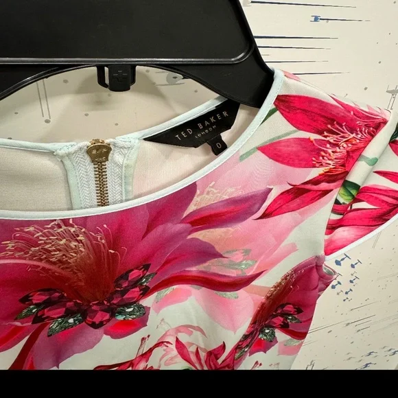 Ted Baker Anushia Floral Skater Dress, Blue, Size 0 - Picture 4 of 7